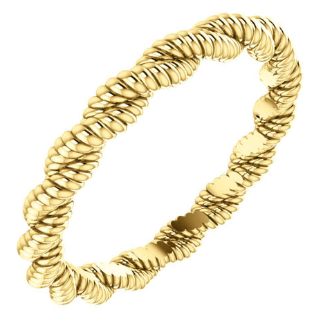 14k Yellow Gold Twisted Rope Band Size 7