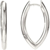 Pair of 24.30x14.25 mm Round Tube Hinged Earrings in Sterling Silver
