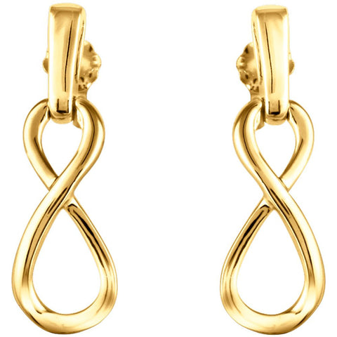 14k Yellow Gold Infinity-Inspired Dangle Earrings
