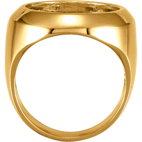 10k Yellow Gold Men's 16.5mm Coin Ring Mounting, Size 9.75