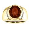14k Yellow Gold Mozambique Garnet & 1/8 CTW Diamond Ring, Size 11