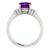 14k White Gold 7x7mm Genuine Amethyst & 1/6 CTW Diamond Ring, Size 7