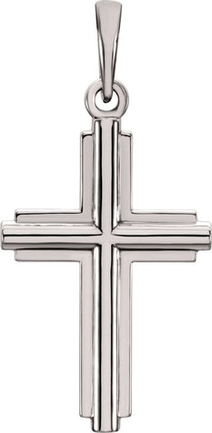 14k White Gold Cross Pendant