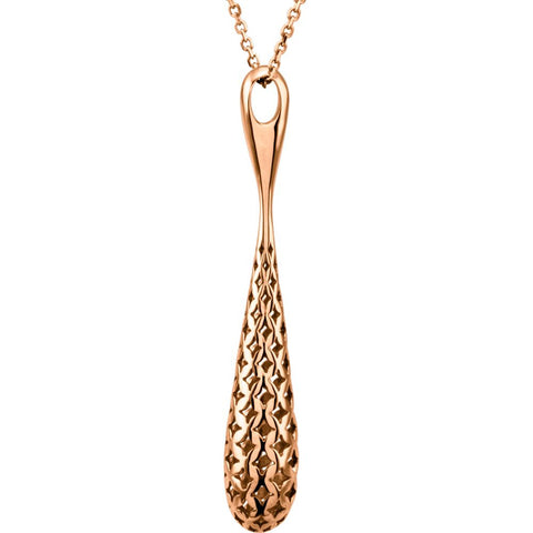 14k Rose Gold Pierced Teardrop 18" Necklace