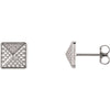 14K White Gold Granulated Pyramid Earrings