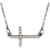 14K White Gold 12.05X19.5mm Sideways Beaded Cross 16.5-Inch Necklace