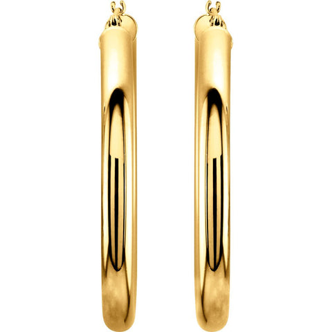 14k Yellow Gold 40mm Tube Hoop Earrings
