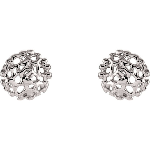 14k White Gold 8mm Textured Stud Earrings