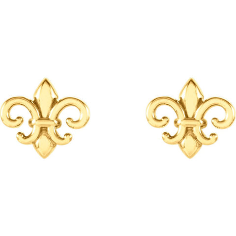 14k Yellow Gold Fleur-De-Lis Earrings