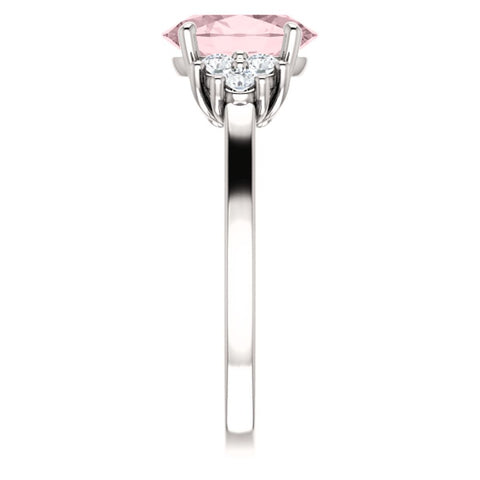 14k White Gold Morganite & 1/5 CTW Diamond Ring, Size 7