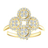 14k Yellow Gold 1/2 CTW Diamond Clover Ring, Size 7