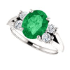 14k White Gold Chatham® Created Emerald & 1/4 CTW Diamond Ring, Size 7