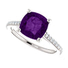 14k White Gold Amethyst & 1/5 CTW Diamond Ring, Size 7