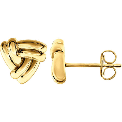 14k Yellow Gold Triangle Knot Earrings