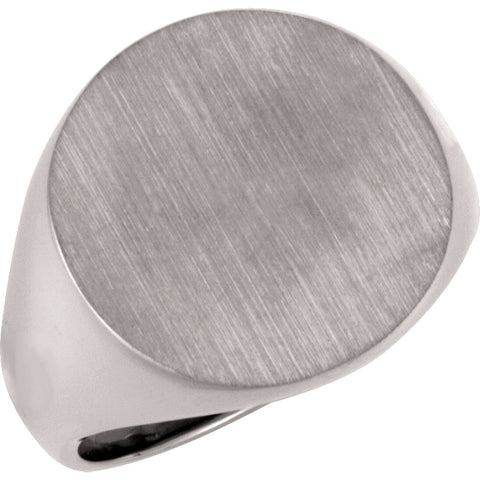 14k White Gold 18mm Men's Signet Ring, Size 11