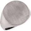 18.00 mm Men's Solid Signet Ring with Brush Finished Top in 14k White Gold ( Size 10 )