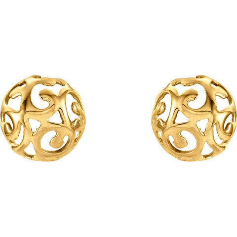 14k Yellow Gold Swirl Earrings