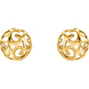 14k Yellow Gold Swirl Earrings
