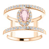 14k Rose Gold Morganite & 1/3 CTW Diamond Ring , Size 7