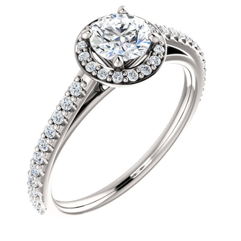 3/4 CTTW Halo-Styled Engagement Ring in 14k White Gold ( Size 6 )