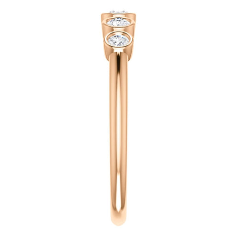 14k Rose Gold 1/4 CTW Diamond Graduated Bezel Set Ring, Size 7