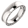 14k White Gold 6mm Sculptural-Style Relief Pattern Wedding Band for Men, Size 11