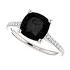 14k White Gold Onyx & 1/5 CTW Diamond Ring, Size 7