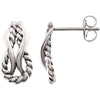 14k White Gold Teardrop Rope Design Earrings