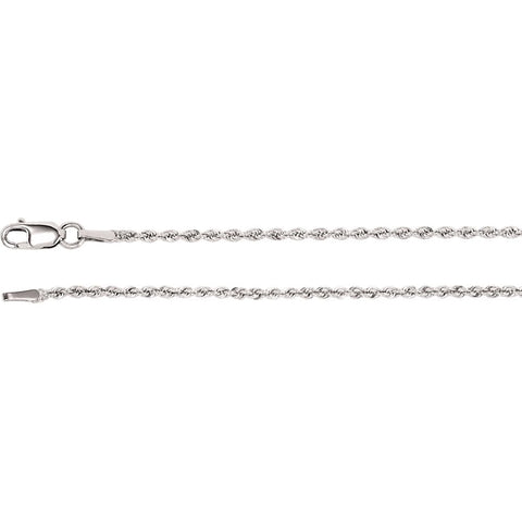 14k White Gold 1.5mm Rope 16" Chain
