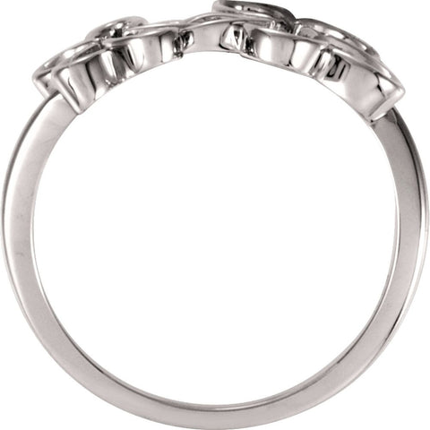 14k White Gold Flower Ring, Size 7