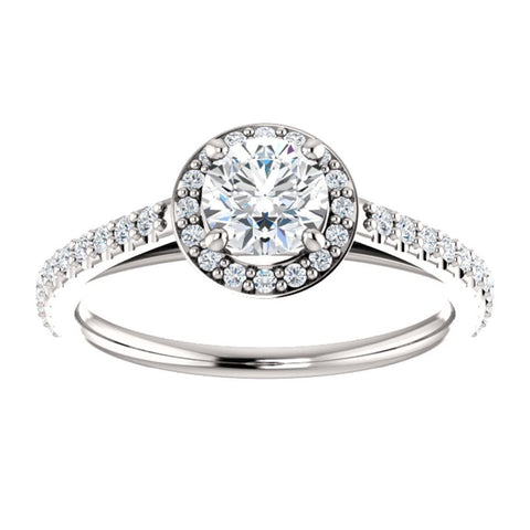 14k White Gold 3/4 CTW Diamond Halo-Style Engagement Ring, Size 7