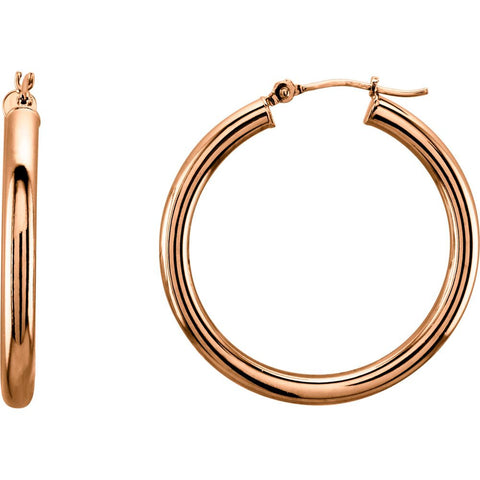 14k Rose Gold 30mm Tube Hoop Earrings