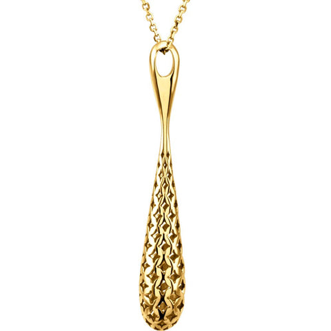 14k Yellow Gold Pierced Teardrop 18" Necklace