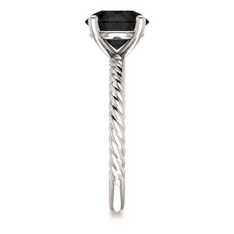 14k White Gold Onyx Ring, Size 7