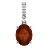 14K White Gold 9X7mm Mozambique Garnet & 0.03 CTW Diamond Pendant