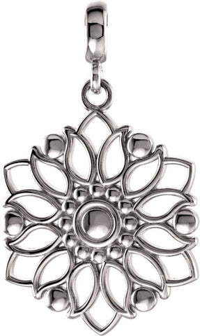 14k White Gold Decorative Dangle Pendant