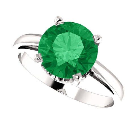 14k White Gold Chatham® Created Emerald Ring, Size 7