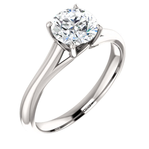 14k White Gold 6.5mm Round Forever Brilliant® Moissanite Solitaire Engagement Ring, Size 7