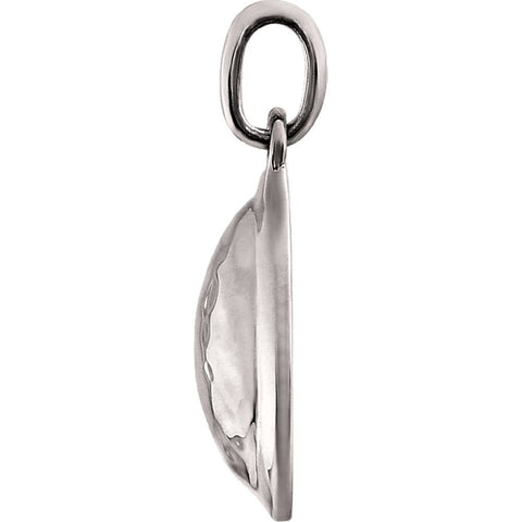 14k White Gold Hammered Disk Pendant