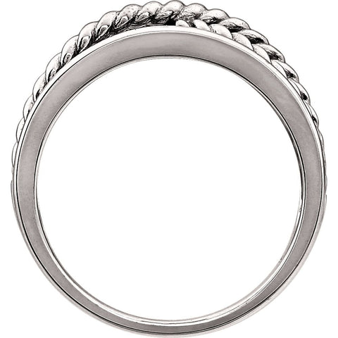 14k White Gold Crossover Rope Ring, Size 7