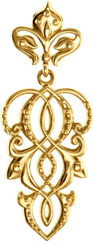 14k Yellow Gold Decorative Dangle Pendant