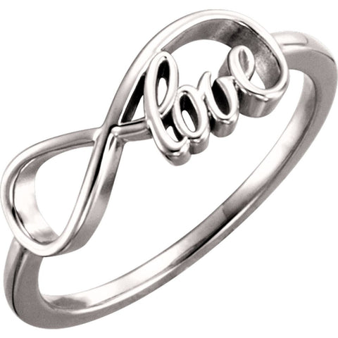 14k White Gold Love Infinity-Inspired Ring, Size 7