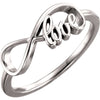 14K White Gold Infinity Ring With Love (Size 6)