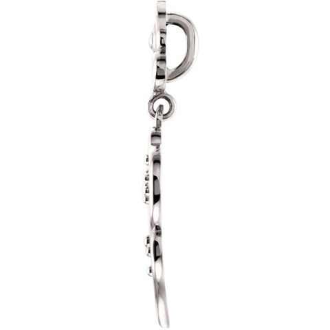14k White Gold Fleur-De-Lis Decorative Dangle Pendant