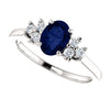 14k White Gold Blue Sapphire & 1/5 CTW Diamond Ring, Size 7