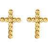 14k Yellow Gold Beaded Cross Earrings