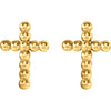 14k Yellow Gold Beaded Cross Earrings