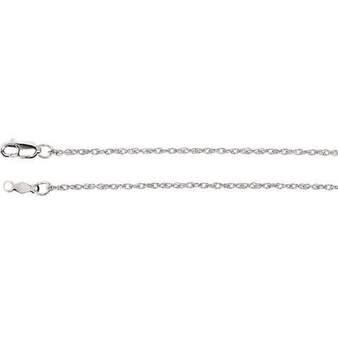 14k White Gold 1.25mm Rope 20" Chain