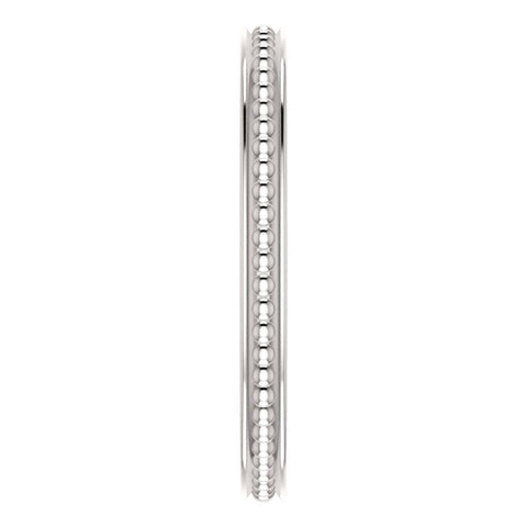14k White Gold Stackable Bead Ring Size 5