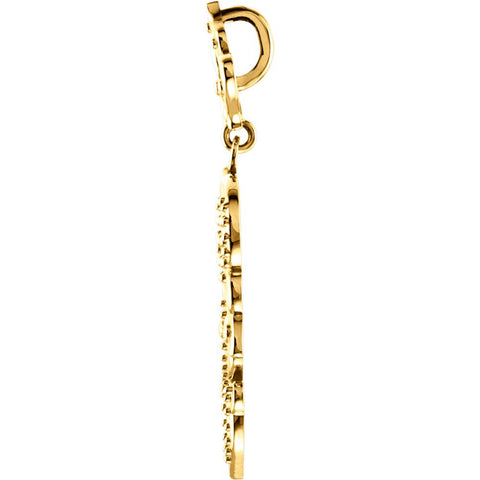 14k Yellow Gold Decorative Dangle Pendant